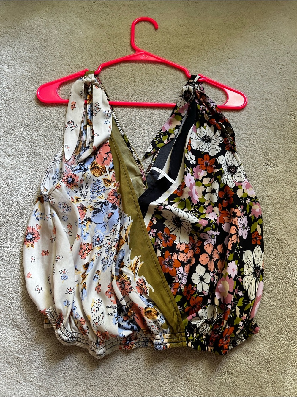 Free People Mixed Silky Floral tank XS